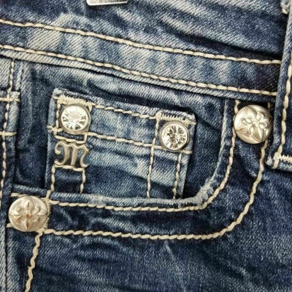 Miss Me Women Mid Rise Capri Jeans Blue Stretch 24 - Picture 5 of 11